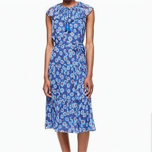 kate spade Tangier Floral Chiffon Dress Cobalt